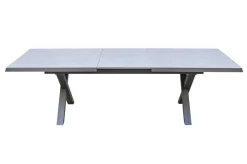 KETTLER BasicPlus Pro Garten-Essgruppe, anthrazit/schwarz, Alu/Textilene/Steinimitat, 200/260 x 100 cm, 6 Stapelstühle