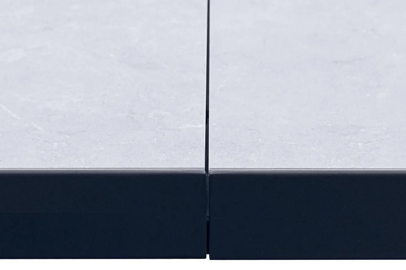KETTLER BasicPlus Pro Garten-Essgruppe, anthrazit/schwarz, Alu/Textilene/Steinimitat, 200/260 x 100 cm, 6 Stapelstühle