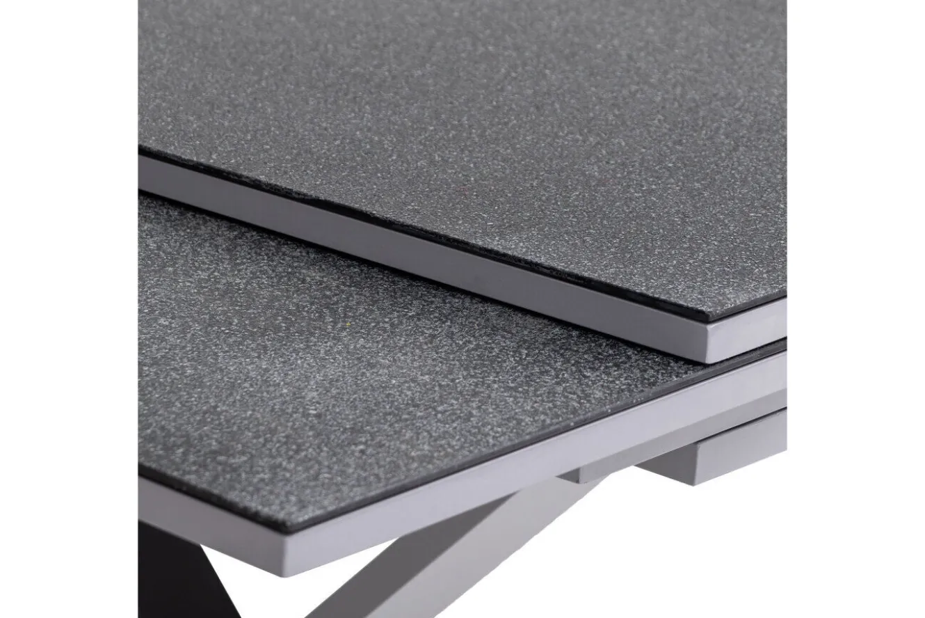 KETTLER BasicPlus Pro Garten-Essgruppe, silber/bordeaux, Alu/Spraystone/Polyester, 180/280 x 100 cm, 6 Stapelsessel, Polster inklusive