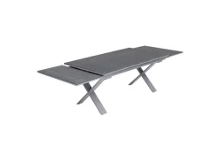 KETTLER BasicPlus Pro Garten-Essgruppe, silber/bordeaux, Alu/Spraystone/Polyester, 180/280 x 100 cm, 6 Stapelsessel, Polster inklusive