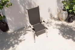 KETTLER BasicPlus Pro Klappstuhl, silber/anthrazit, Aluminium/Textilene, 75 x 62 x 110 cm, klappbar