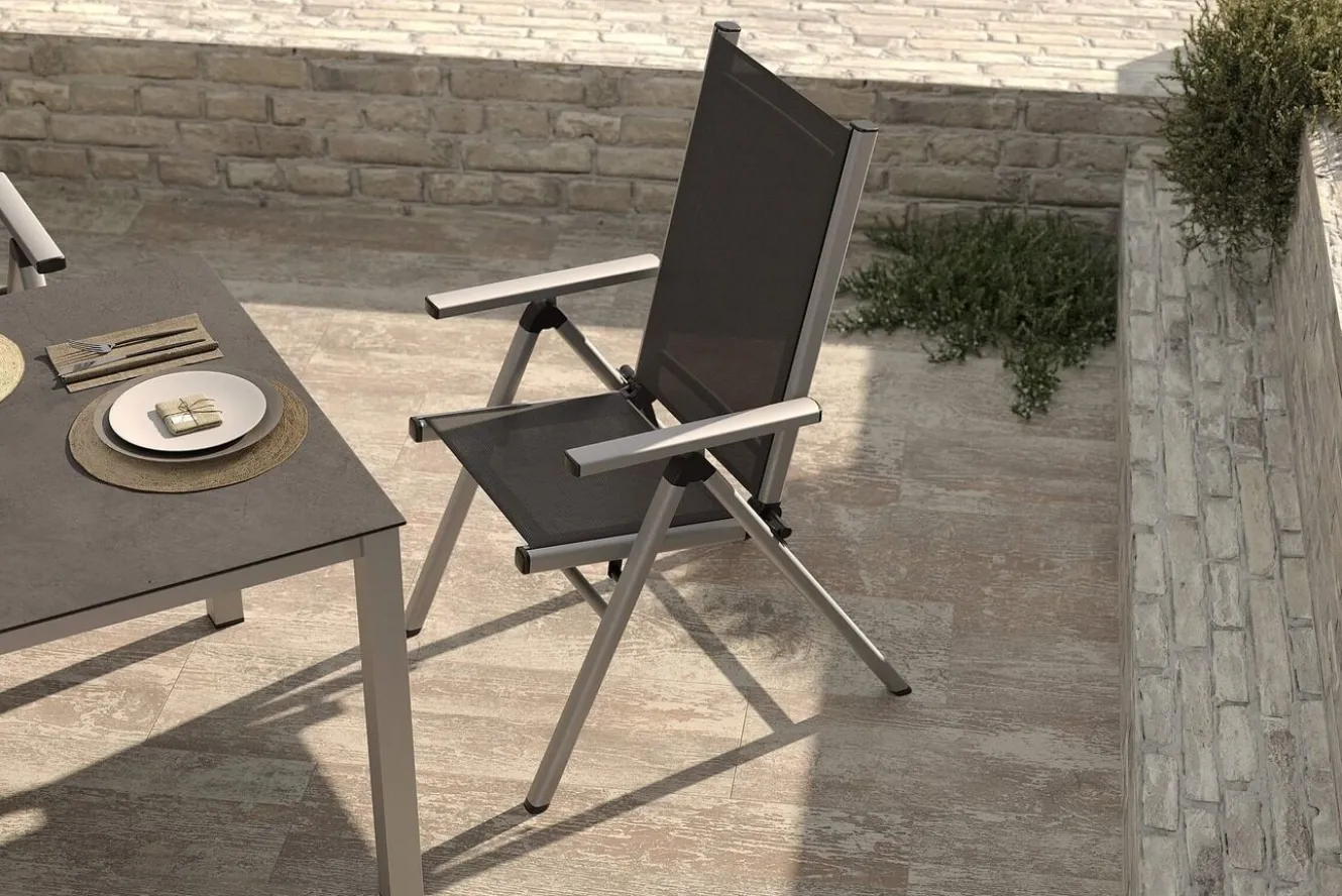 KETTLER BasicPlus Pro Klappstuhl, silber/anthrazit, Aluminium/Textilene, 75 x 62 x 110 cm, klappbar