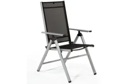 KETTLER BasicPlus Pro Klappstuhl, silber/anthrazit, Aluminium/Textilene, 75 x 62 x 110 cm, klappbar