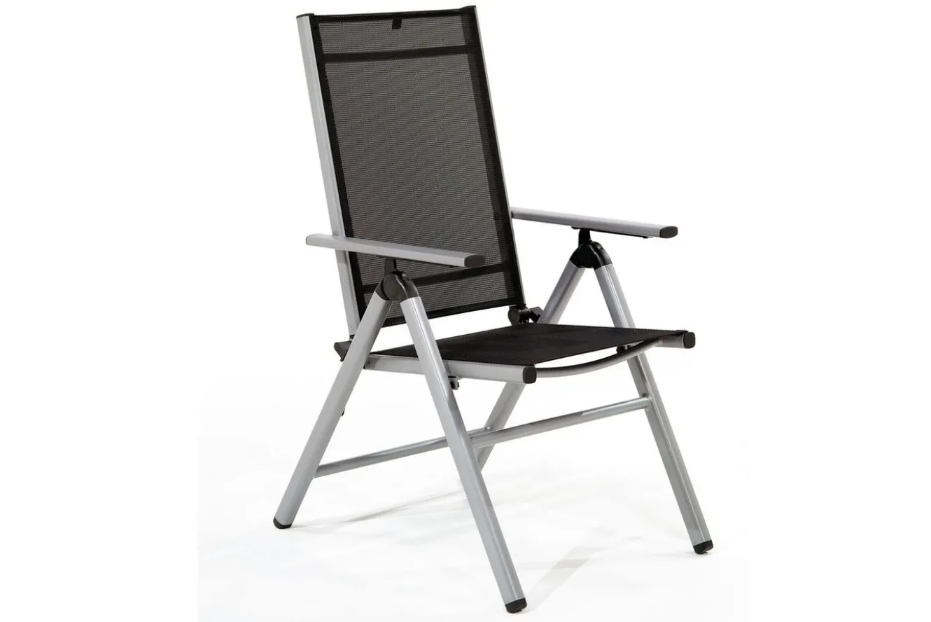 KETTLER BasicPlus Pro Klappstuhl, silber/anthrazit, Aluminium/Textilene, 75 x 62 x 110 cm, klappbar