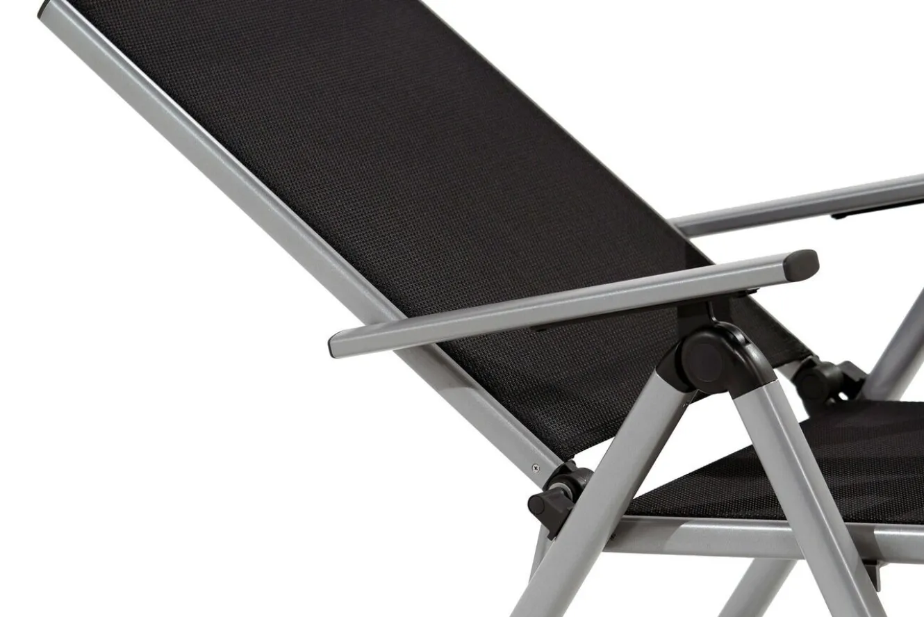 KETTLER BasicPlus Pro Klappstuhl, silber/anthrazit, Aluminium/Textilene, 75 x 62 x 110 cm, klappbar