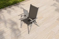 KETTLER BasicPlus Pro Klappstuhl, silber/anthrazit, Aluminium/Textilene, 75 x 62 x 110 cm, klappbar