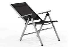 KETTLER BasicPlus Pro Klappstuhl, silber/anthrazit, Aluminium/Textilene, 75 x 62 x 110 cm, klappbar