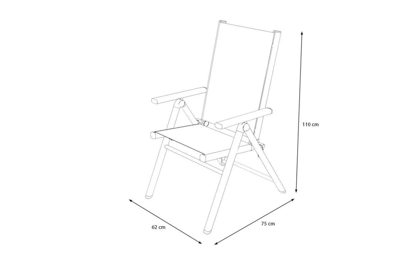 KETTLER BasicPlus Pro Klappstuhl, silber/anthrazit, Aluminium/Textilene, 75 x 62 x 110 cm, klappbar