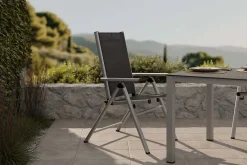 KETTLER BasicPlus Pro Klappstuhl, silber/anthrazit, Aluminium/Textilene, 75 x 62 x 110 cm, klappbar