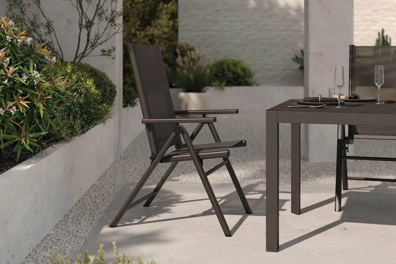 KETTLER BasicPlus Pro Klappstuhl, anthrazit, Aluminium/Textilene, 75 x 62 x 110 cm, klappbar