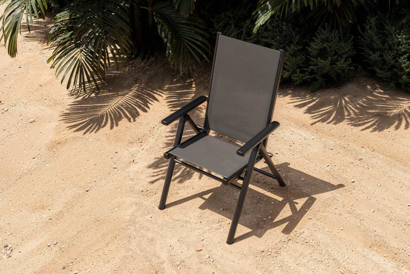 KETTLER BasicPlus Pro Klappstuhl, anthrazit, Aluminium/Textilene, 75 x 62 x 110 cm, klappbar