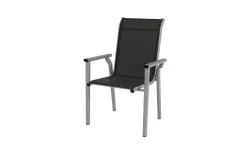 KETTLER BasicPlus Pro Stapelsessel, silber/anthrazit, Aluminium/Textilene, 70 x 65 x 99 cm, stapelbar