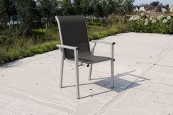 KETTLER BasicPlus Pro Stapelsessel, silber/anthrazit, Aluminium/Textilene, 70 x 65 x 99 cm, stapelbar