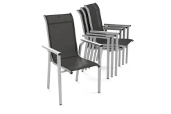 KETTLER BasicPlus Pro Stapelsessel, silber/anthrazit, Aluminium/Textilene, 70 x 65 x 99 cm, stapelbar