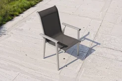 KETTLER BasicPlus Pro Stapelsessel, silber/anthrazit, Aluminium/Textilene, 70 x 65 x 99 cm, stapelbar