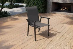 KETTLER BasicPlus Pro Stapelsessel, anthrazit, Aluminium/Textilene, 70 x 65 x 99 cm, stapelbar