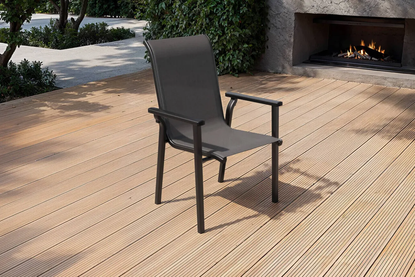 KETTLER BasicPlus Pro Stapelsessel, anthrazit, Aluminium/Textilene, 70 x 65 x 99 cm, stapelbar