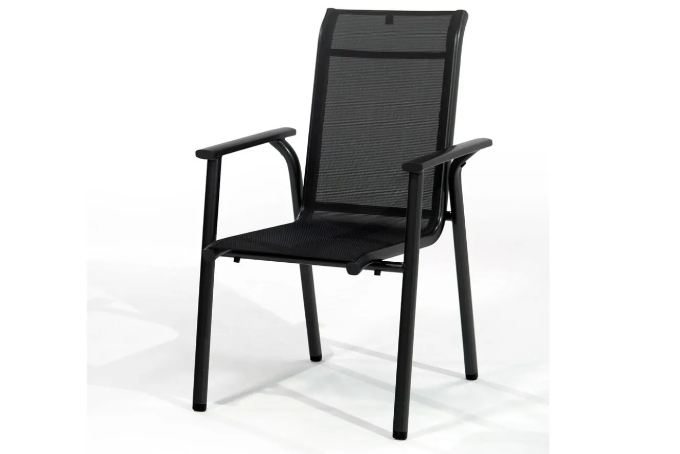 KETTLER BasicPlus Pro Stapelsessel, anthrazit, Aluminium/Textilene, 70 x 65 x 99 cm, stapelbar