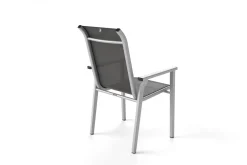 KETTLER BasicPlus Pro Stapelsessel 4er-Set, silber/anthrazit, Aluminium/Textilene, 70 x 65 x 99 cm, stapelbar