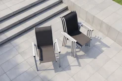 KETTLER BasicPlus Pro Stapelsessel 4er-Set, silber/anthrazit, Aluminium/Textilene, 70 x 65 x 99 cm, stapelbar