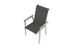 KETTLER BasicPlus Pro Stapelsessel 4er-Set, silber/anthrazit, Aluminium/Textilene, 70 x 65 x 99 cm, stapelbar