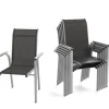 KETTLER BasicPlus Pro Stapelsessel 6er-Set, silber/anthrazit, Aluminium/Textilene, 70 x 65 x 99 cm, stapelbar
