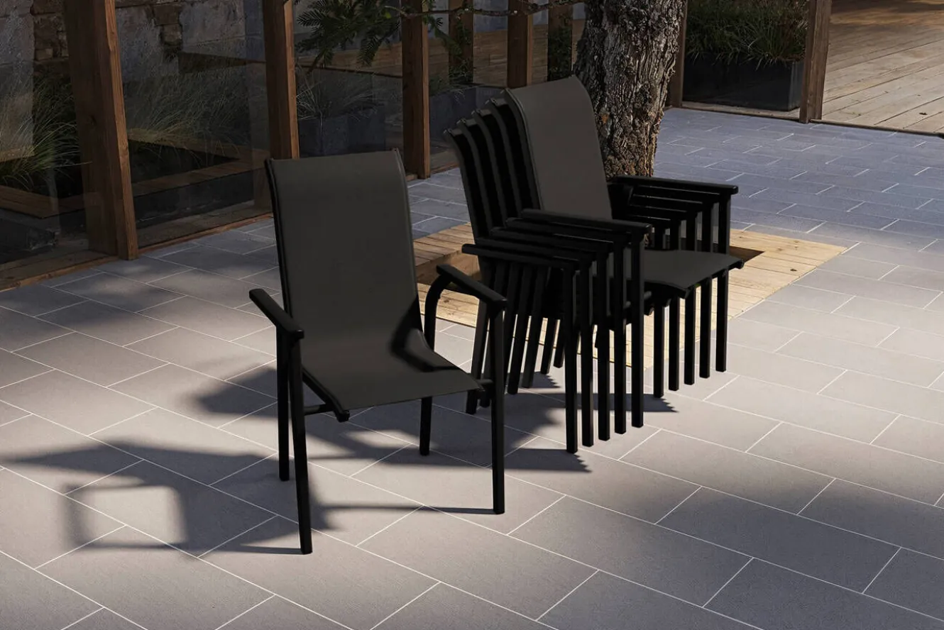 KETTLER BasicPlus Pro Stapelsessel 6er-Set, anthrazit, Aluminium Textilene, 70 x 65 x 99 cm, stapelbar