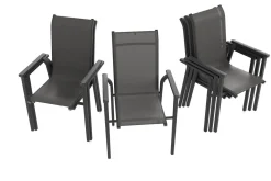 KETTLER BasicPlus Pro Stapelsessel 6er-Set, anthrazit, Aluminium Textilene, 70 x 65 x 99 cm, stapelbar