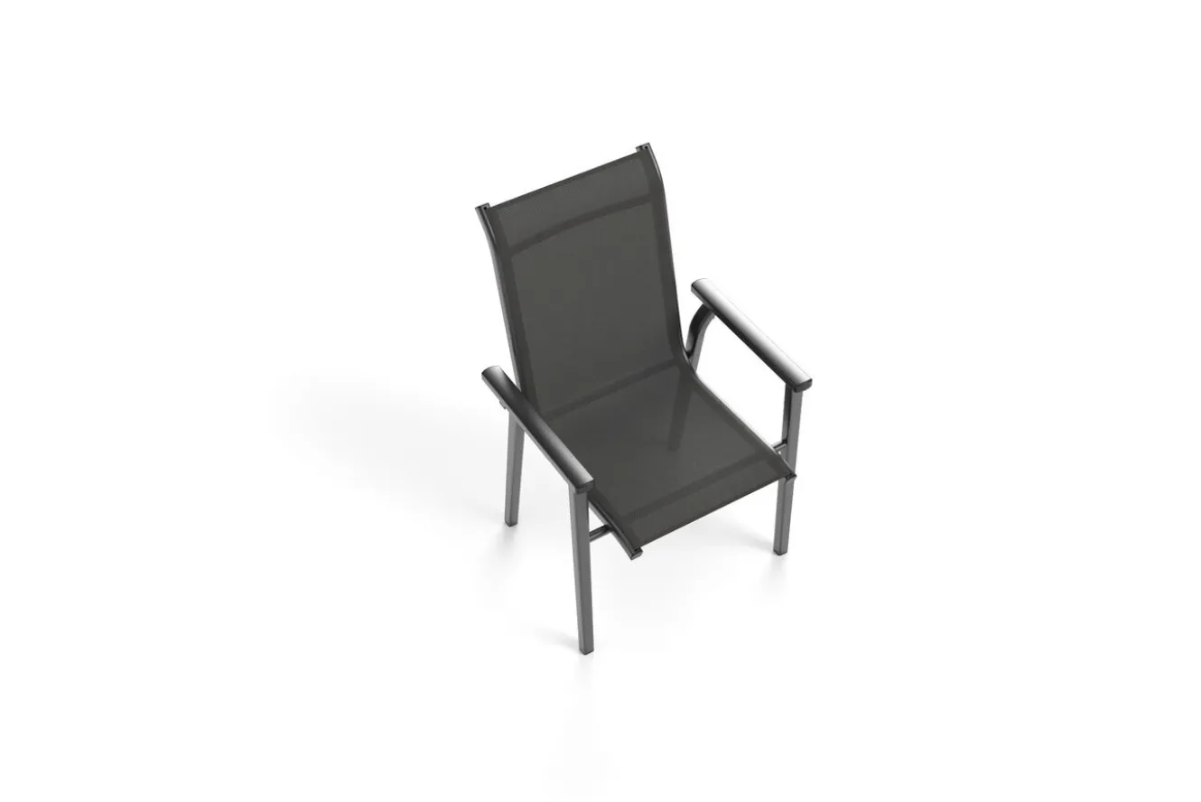 KETTLER BasicPlus Pro Stapelsessel 6er-Set, anthrazit, Aluminium Textilene, 70 x 65 x 99 cm, stapelbar