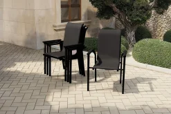 KETTLER BasicPlus Pro Stapelsessel 4er-Set, anthrazit, Aluminium Textilene, 70 x 65 x 99 cm, stapelbar