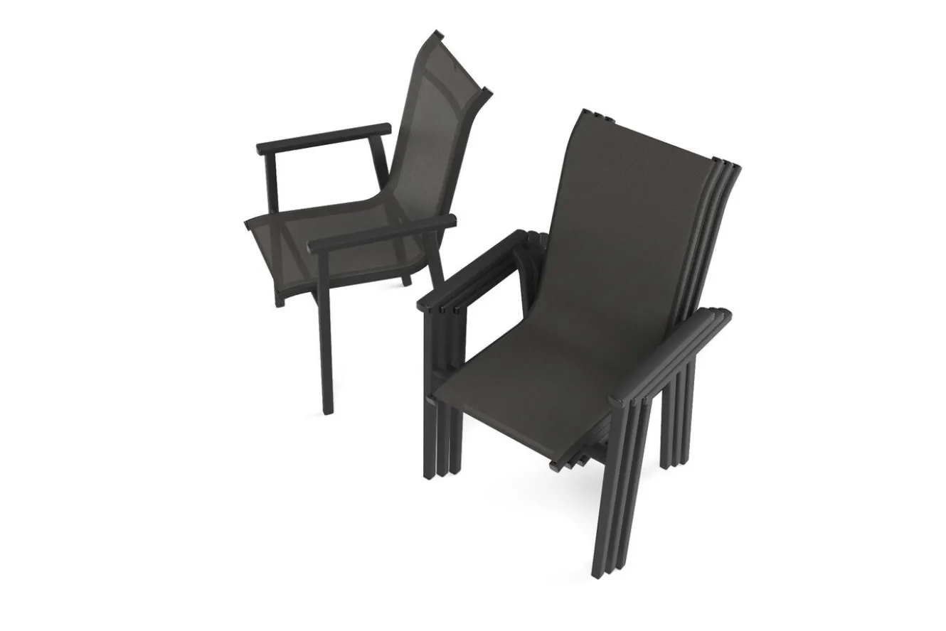 KETTLER BasicPlus Pro Stapelsessel 4er-Set, anthrazit, Aluminium Textilene, 70 x 65 x 99 cm, stapelbar