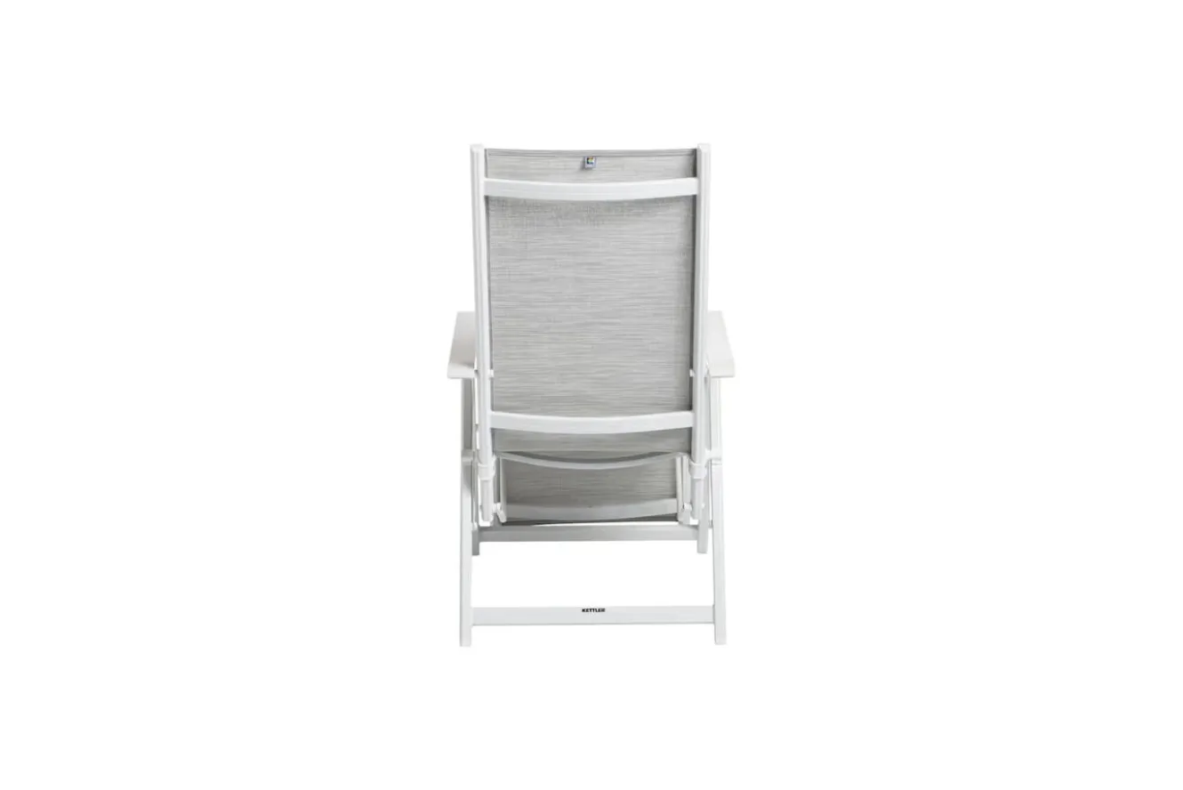 KETTLER BASIC PLUS Relaxsessel,weiß matt/hellgrau, Alu/Outdoorgewebe, klappbar, rostfreies Material, 0301216-5200