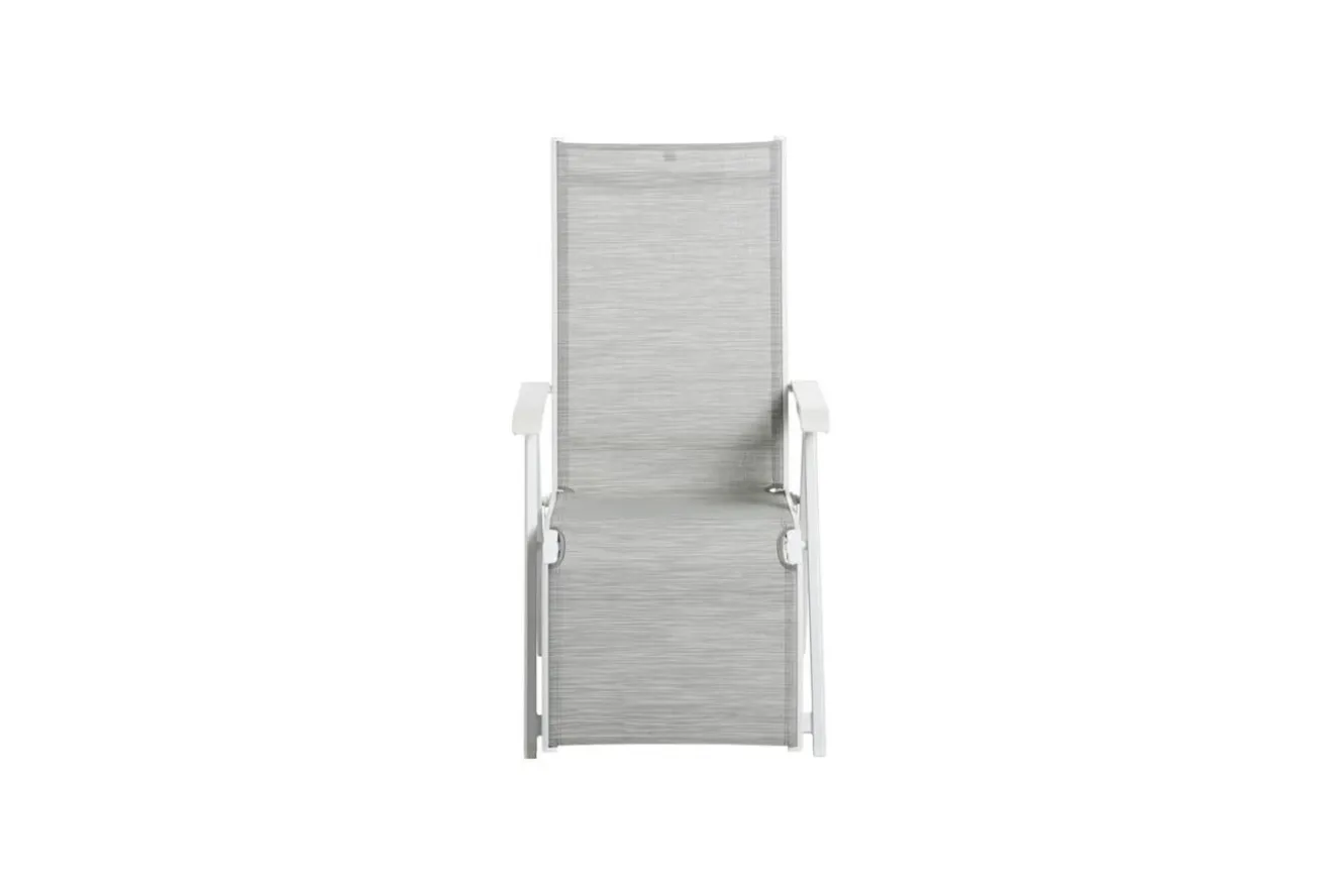 KETTLER BASIC PLUS Relaxsessel,weiß matt/hellgrau, Alu/Outdoorgewebe, klappbar, rostfreies Material, 0301216-5200