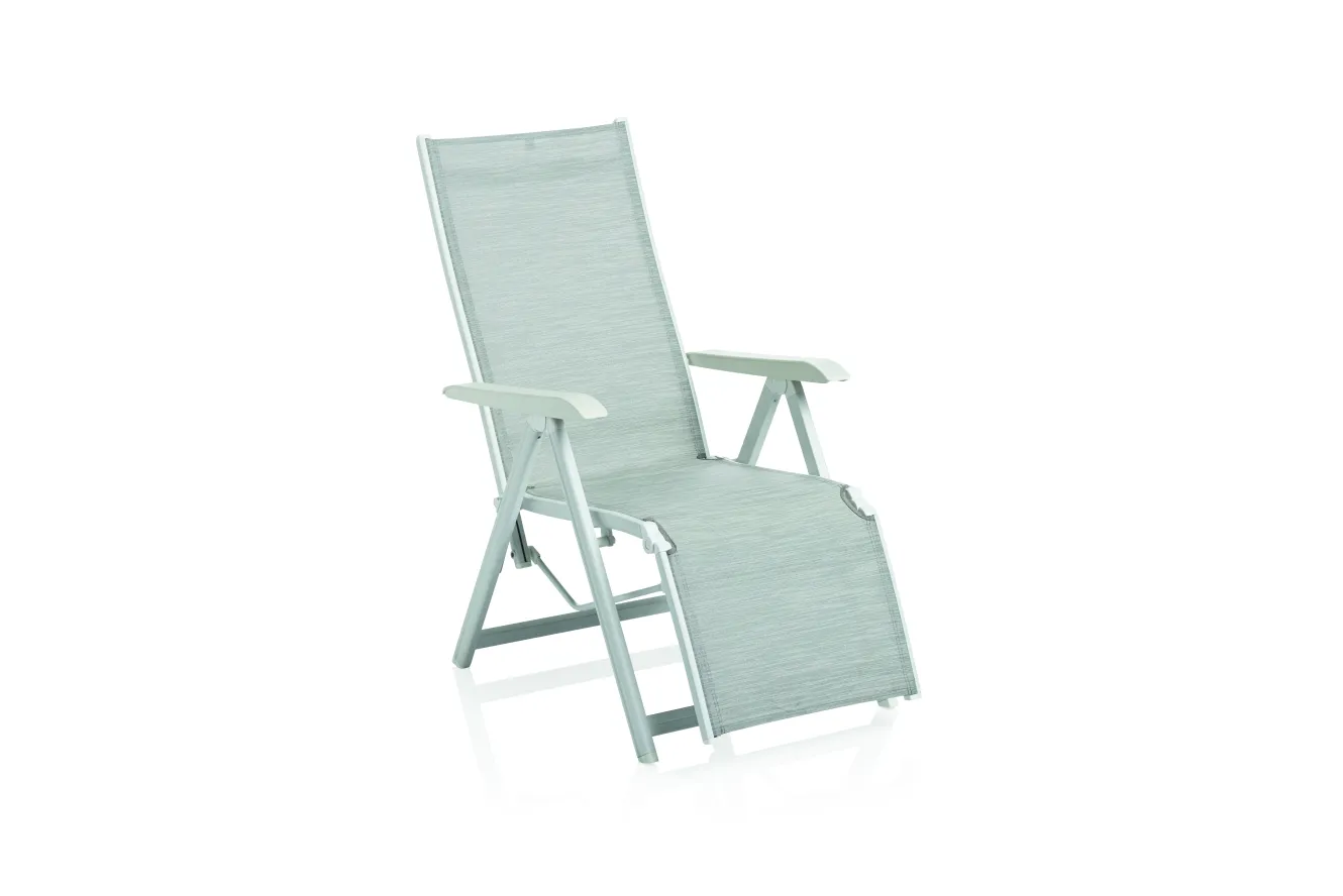 KETTLER BASIC PLUS Relaxsessel,weiß matt/hellgrau, Alu/Outdoorgewebe, klappbar, rostfreies Material, 0301216-5200