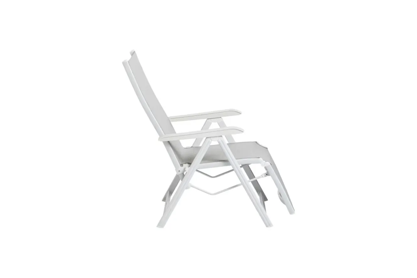 KETTLER BASIC PLUS Relaxsessel,weiß matt/hellgrau, Alu/Outdoorgewebe, klappbar, rostfreies Material, 0301216-5200