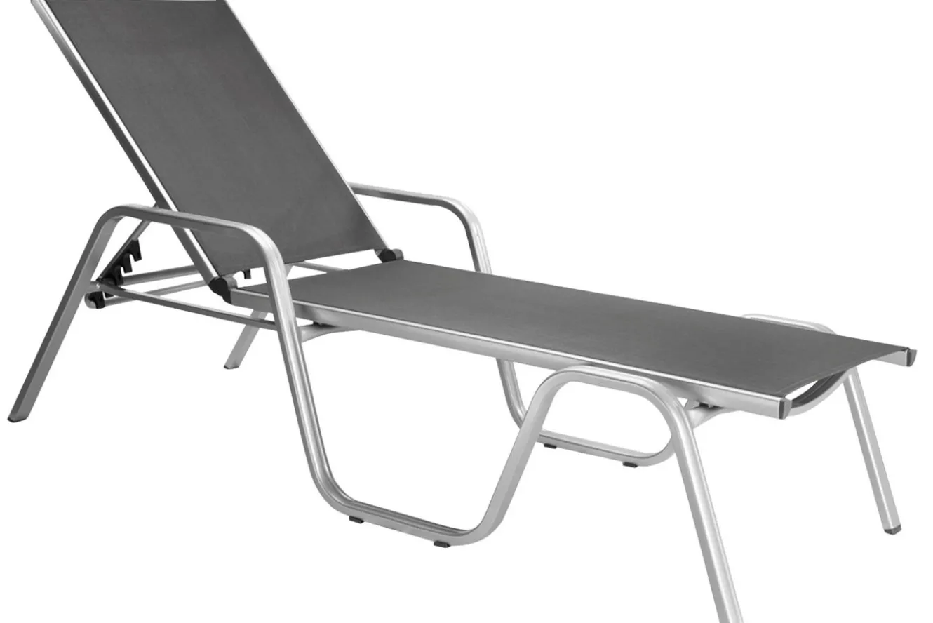 KETTLER BasicPlus Stapelliege, silber/anthrazit, Alu/Textilene, 202 x 70 x 37,5cm, 0301214-0000