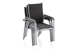 KETTLER BasicPlus Stapelsessel, silber/anthrazit, Alu/Textilene, 0301205-0000