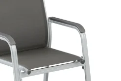 KETTLER BasicPlus Stapelsessel, 6er-Set, Alu/Textilene, silber/anthrazit, 0301205-0000