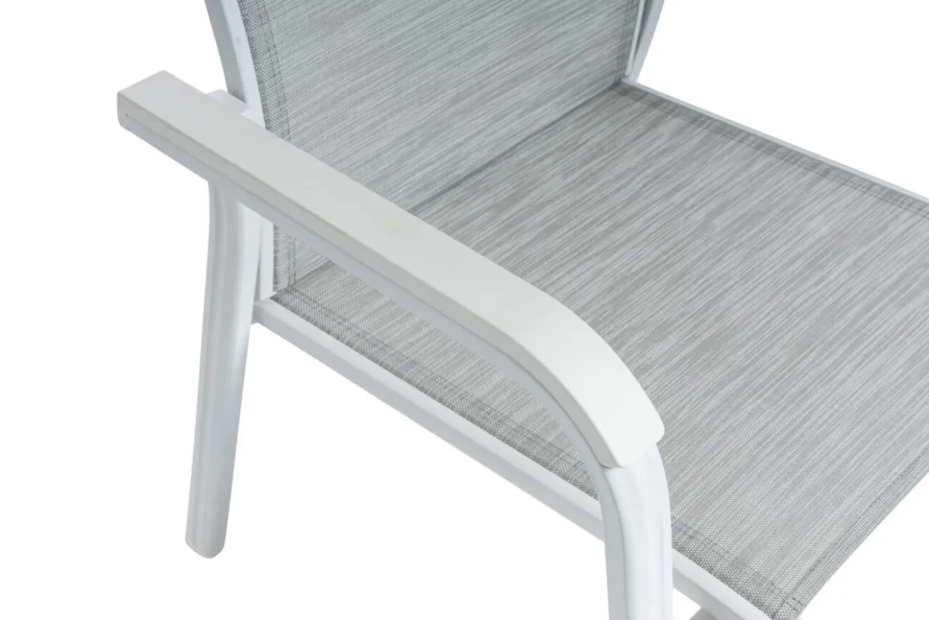 KETTLER BASIC PLUS Stapelsessel,weiß matt/hellgrau, Alu/Outdoorgewebe, stapelbar, 0301205-5200