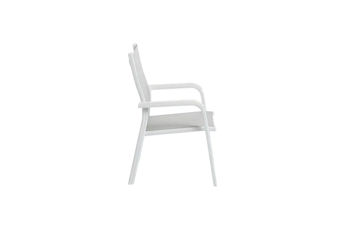KETTLER BASIC PLUS Stapelsessel,weiß matt/hellgrau, Alu/Outdoorgewebe, stapelbar, 0301205-5200