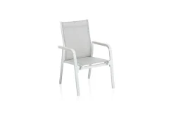 KETTLER BASIC PLUS Stapelsessel,weiß matt/hellgrau, Alu/Outdoorgewebe, stapelbar, 0301205-5200