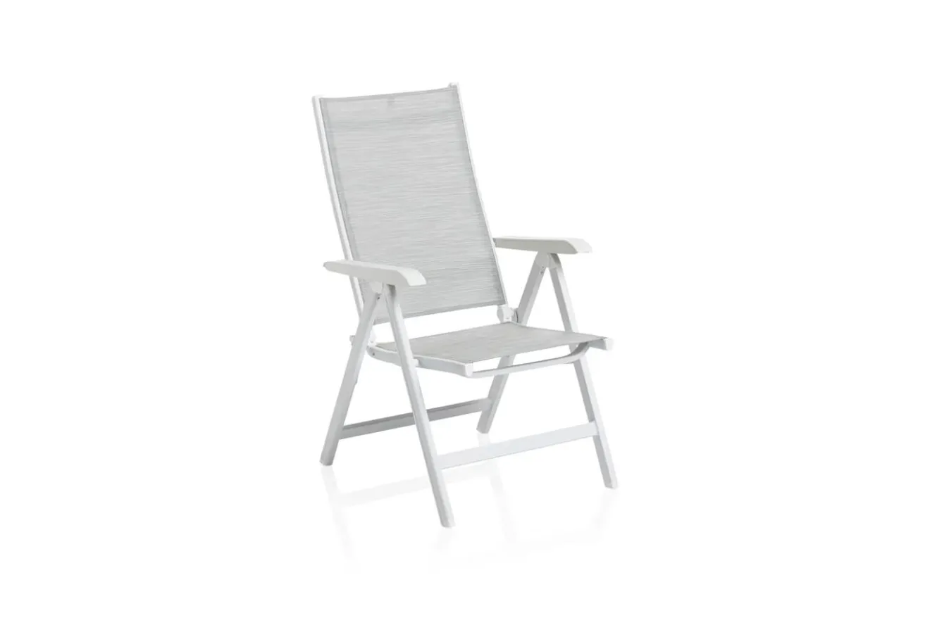 KETTLER Boulevard/BasicPlus Balkon-Set, weiß/hellgrau, Aluminium/KETTALUX, Tisch 70 x 70 cm, 2 Klappstühle, ergonomisch
