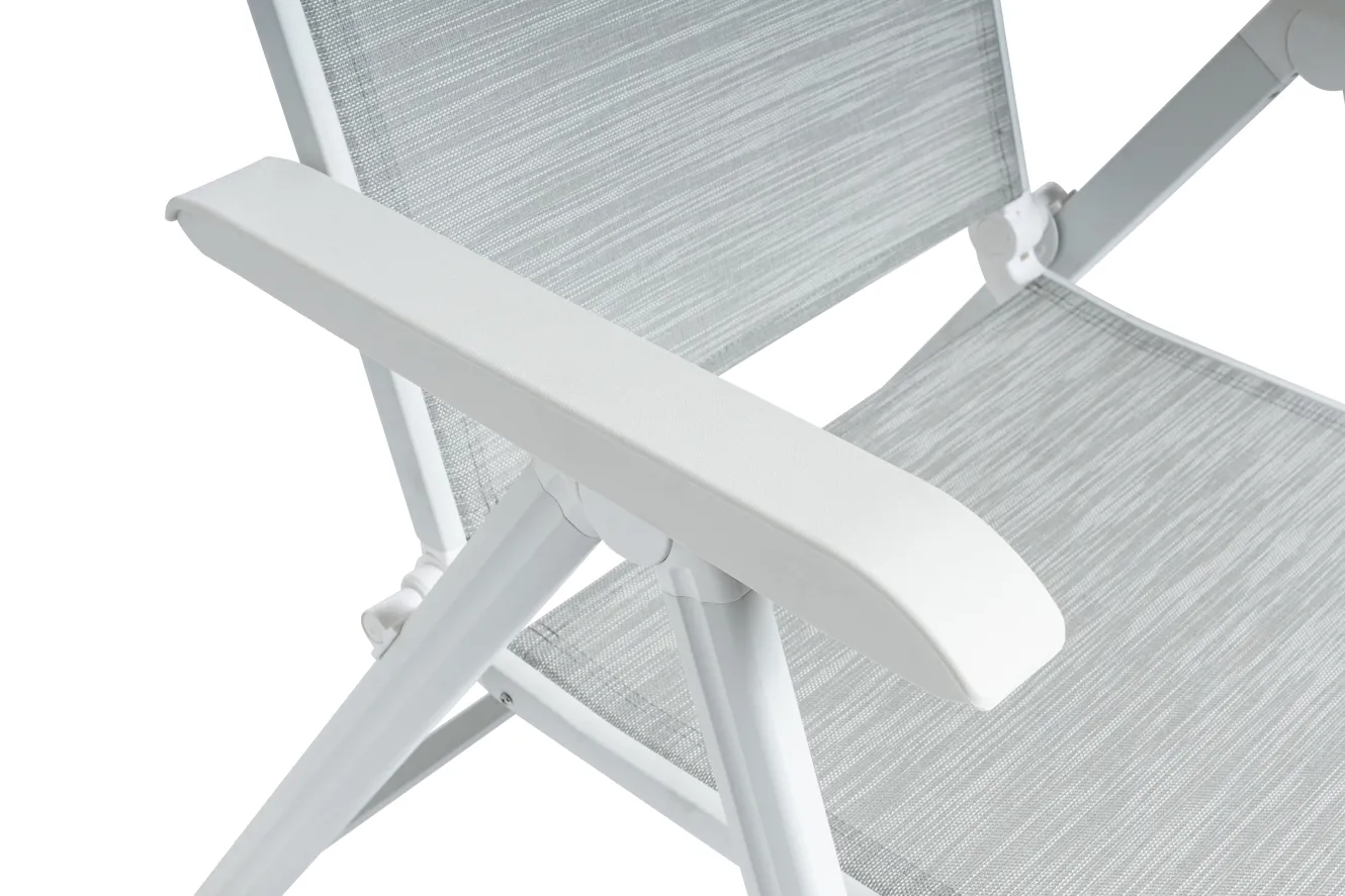 KETTLER Boulevard/BasicPlus Balkon-Set, weiß/hellgrau, Aluminium/KETTALUX, Tisch 70 x 70 cm, 2 Klappstühle, ergonomisch