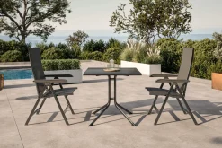 KETTLER Boulevard/Basic Plus Balkon-Set, anthrazit, Alu/KETTALUX/Textilene, Klapptisch 80 x 80 cm, 2 Klappstühle