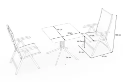 KETTLER Boulevard/Basic Plus Balkon-Set, anthrazit, Alu/KETTALUX/Textilene, Klapptisch 80 x 80 cm, 2 Klappstühle