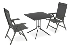 KETTLER Boulevard/Basic Plus Balkon-Set, anthrazit, Alu/KETTALUX/Textilene, Klapptisch 80 x 80 cm, 2 Klappstühle
