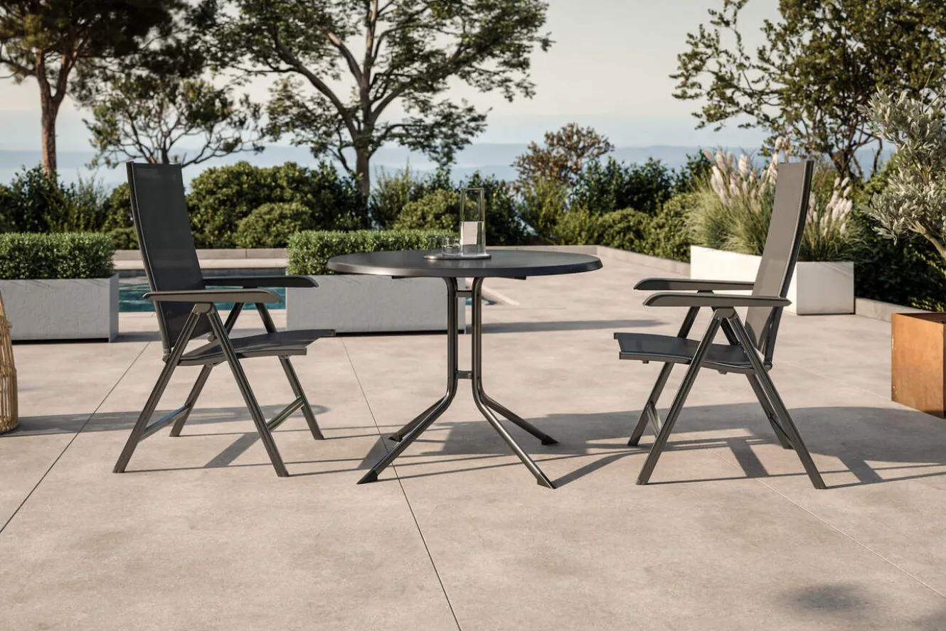 Kettler Boulevard/BASIC PLUS Balkon-Set, anthrazit, Aluminium/Kettalux, Klapptisch Ø100 cm