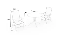 Kettler Boulevard/BASIC PLUS Balkon-Set, anthrazit, Aluminium/Kettalux, Klapptisch Ø100 cm