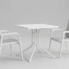 KETTLER Boulevard/BasicPlus Balkon-Set, weiß/hellgrau, Aluminium/KETTALUX, Tisch 70 x 70 cm, 2 Stapelsessel, schmutzabweisend