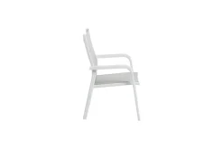 KETTLER Boulevard/BasicPlus Balkon-Set, weiß/hellgrau, Aluminium/KETTALUX, Tisch 70 x 70 cm, 2 Stapelsessel, schmutzabweisend